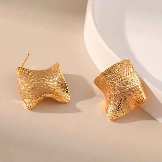 French Retro Irregular Stud Earrings
